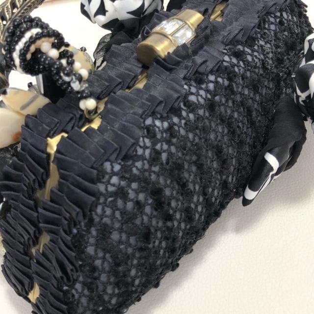 新品未使用★メリーフランシス 豪華ビーズ装飾 パーティーバッグ 黒、白、銀など