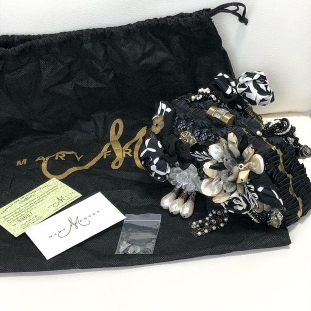 新品未使用★メリーフランシス 豪華ビーズ装飾 パーティーバッグ 黒、白、銀など