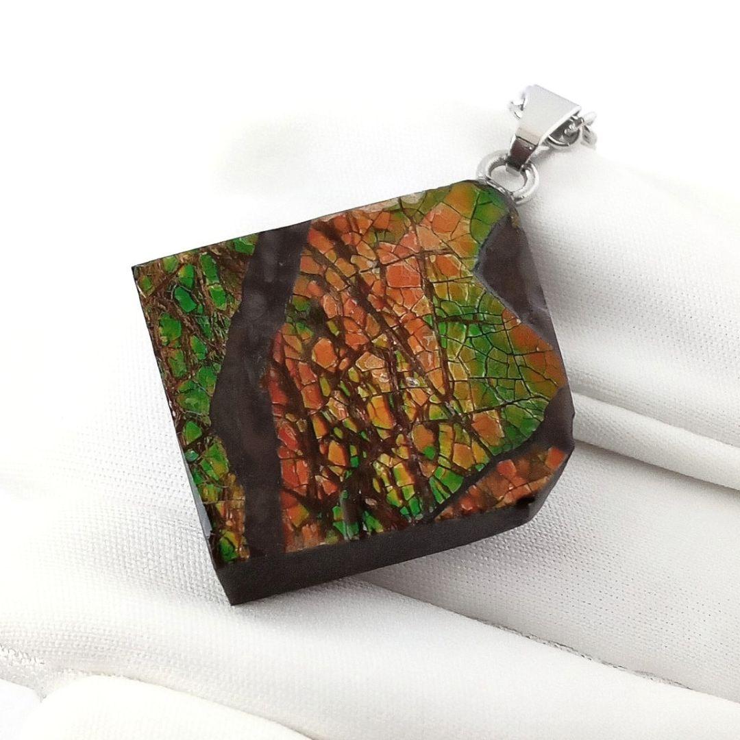 ネックレス｜超強力パワー！標本としても◎｜化石宝石　ドラゴンスキン・アンモライト