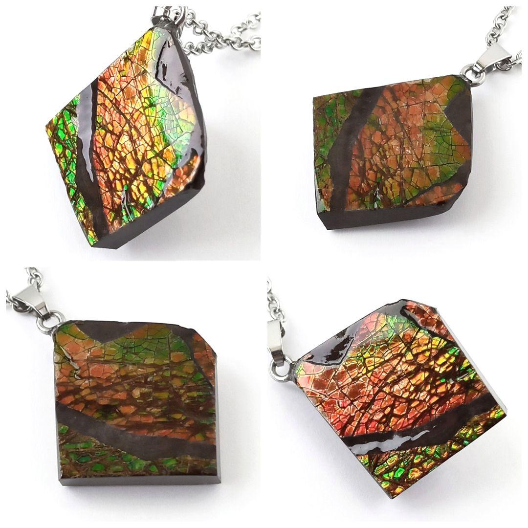 ネックレス｜超強力パワー！標本としても◎｜化石宝石　ドラゴンスキン・アンモライト