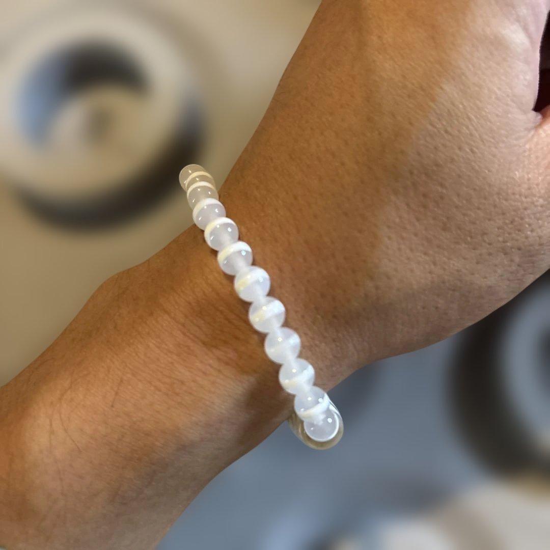 すっごく人気！龍眼白天珠！線天珠！ブレスレットタイプ！