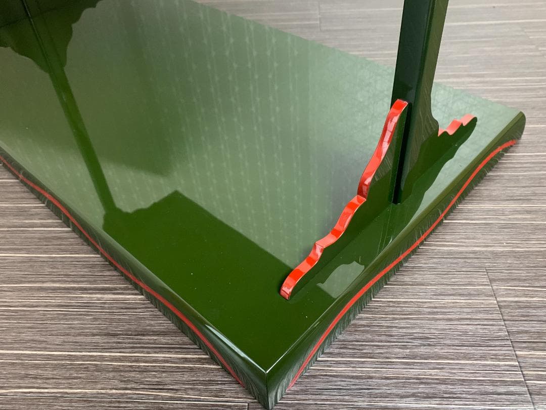 輪島塗 目白宗芳造 宗旦好 青漆紅爪 及台子 共箱 茶道具 水指棚 835