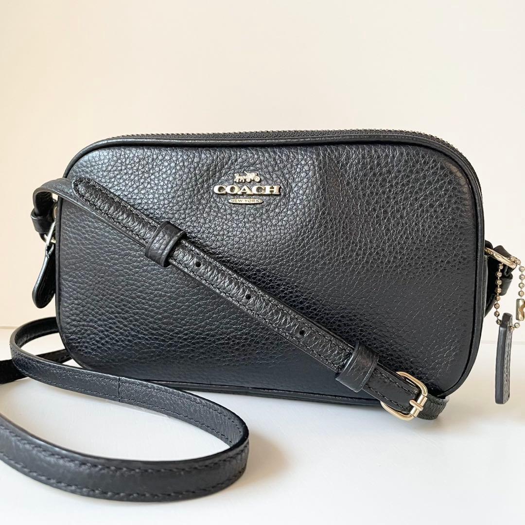 【極美品】COACH ダブルファスナー ショルダーバッグ カメラバッグ 黒