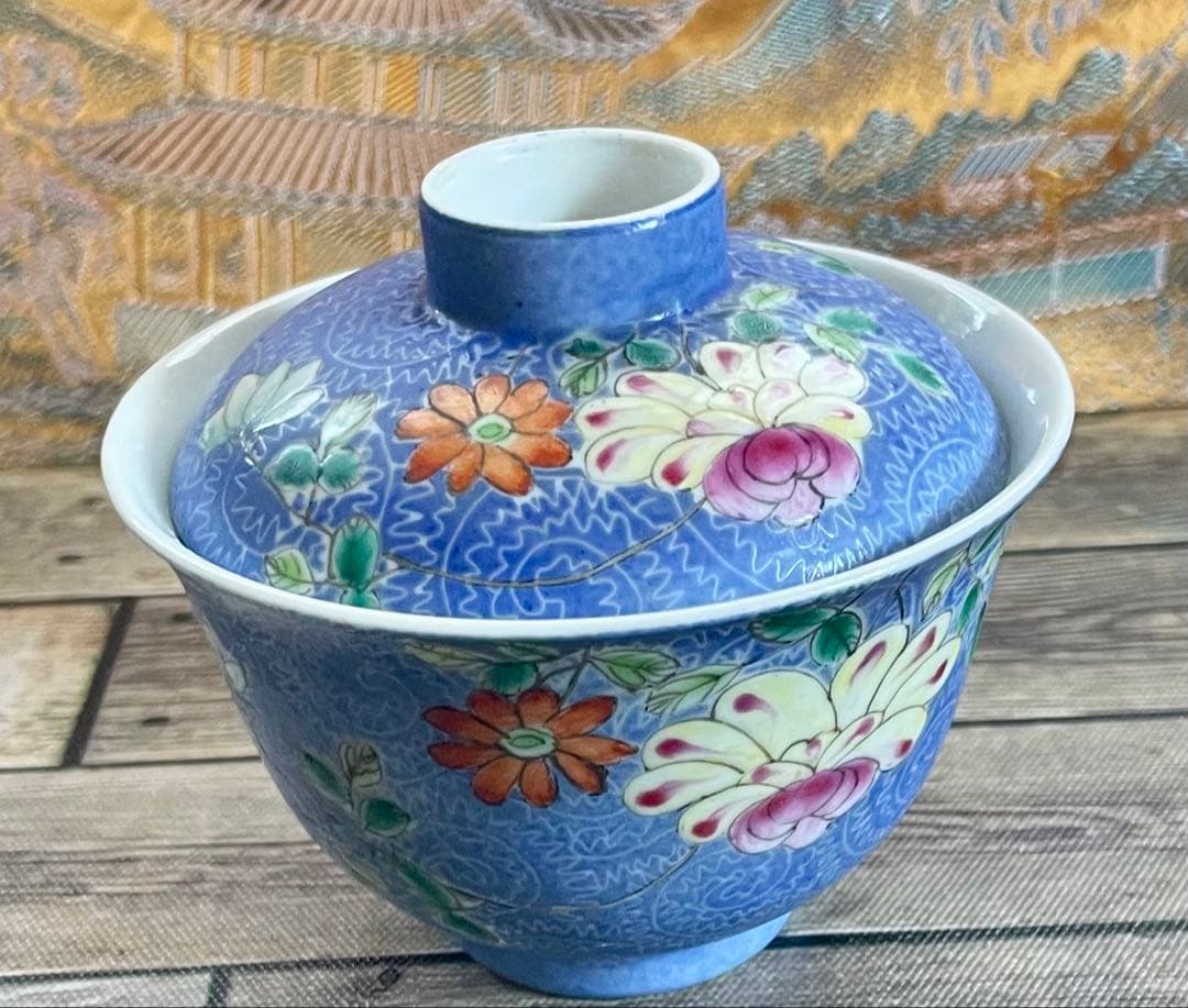 唐物　清朝中期色絵十錦手茶碗