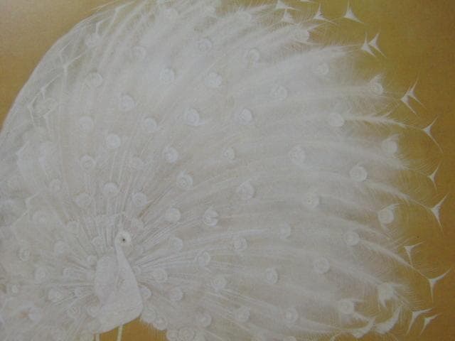 小畠鼎子、【白孔雀】、希少な額装用画集より、新品額装付、状態良好