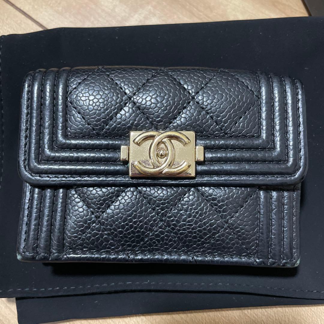 値下げ　CHANEL 三つ折り財布 ブラック