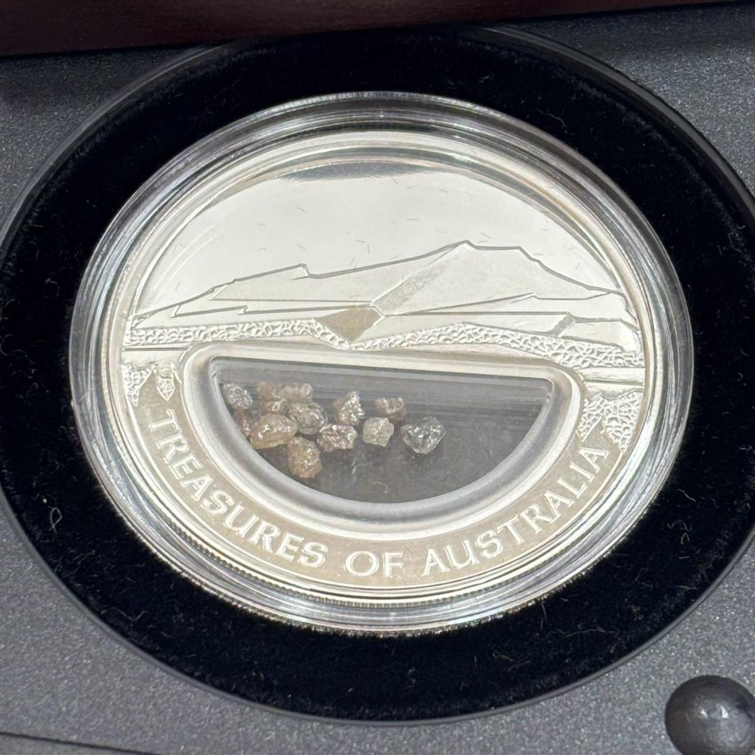 091:オーストラリア 2009年1ドル銀貨1ozエリザベスⅡダイヤ原石入