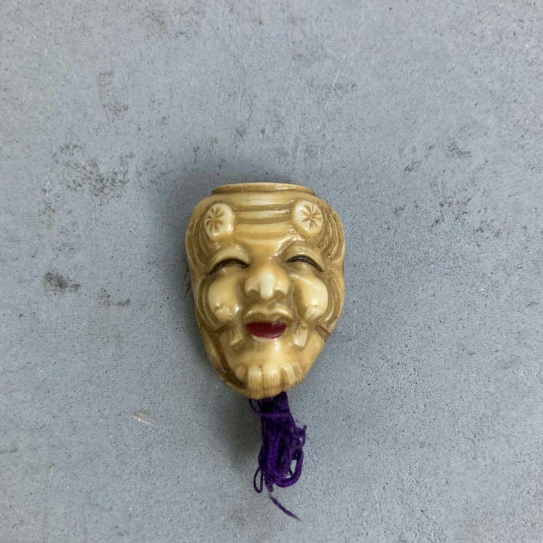 天然素材細工根付能面翁彫刻 和装小物 帯留め 着物希少品 時代物