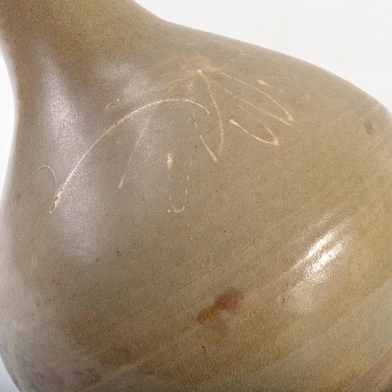 朝鮮　高麗青磁　花卉文　長頸瓶　C　6104C