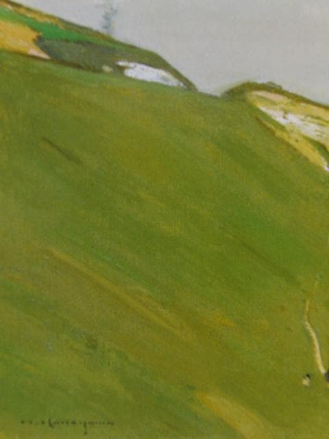 金山平三、石母田の堤、希少画集画、新品高級額・額装付、状態良好