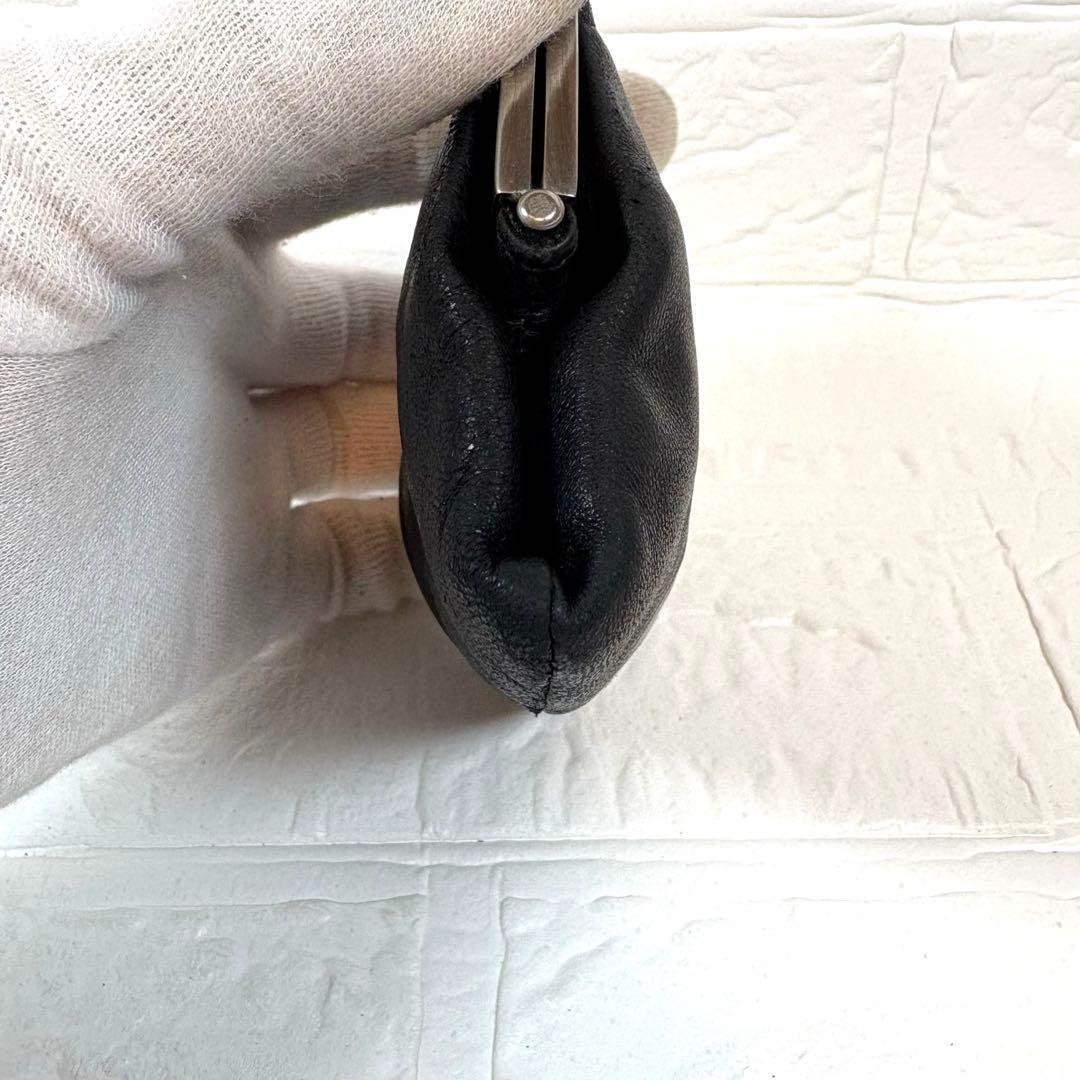 ㉔PRADA プラダ がま口 レザー ケース ブラック