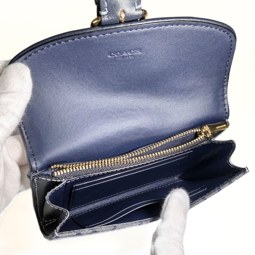 【新品】コーチ　二つ折り 財布　小銭入れ　ケース　カード入れ　　ブルー