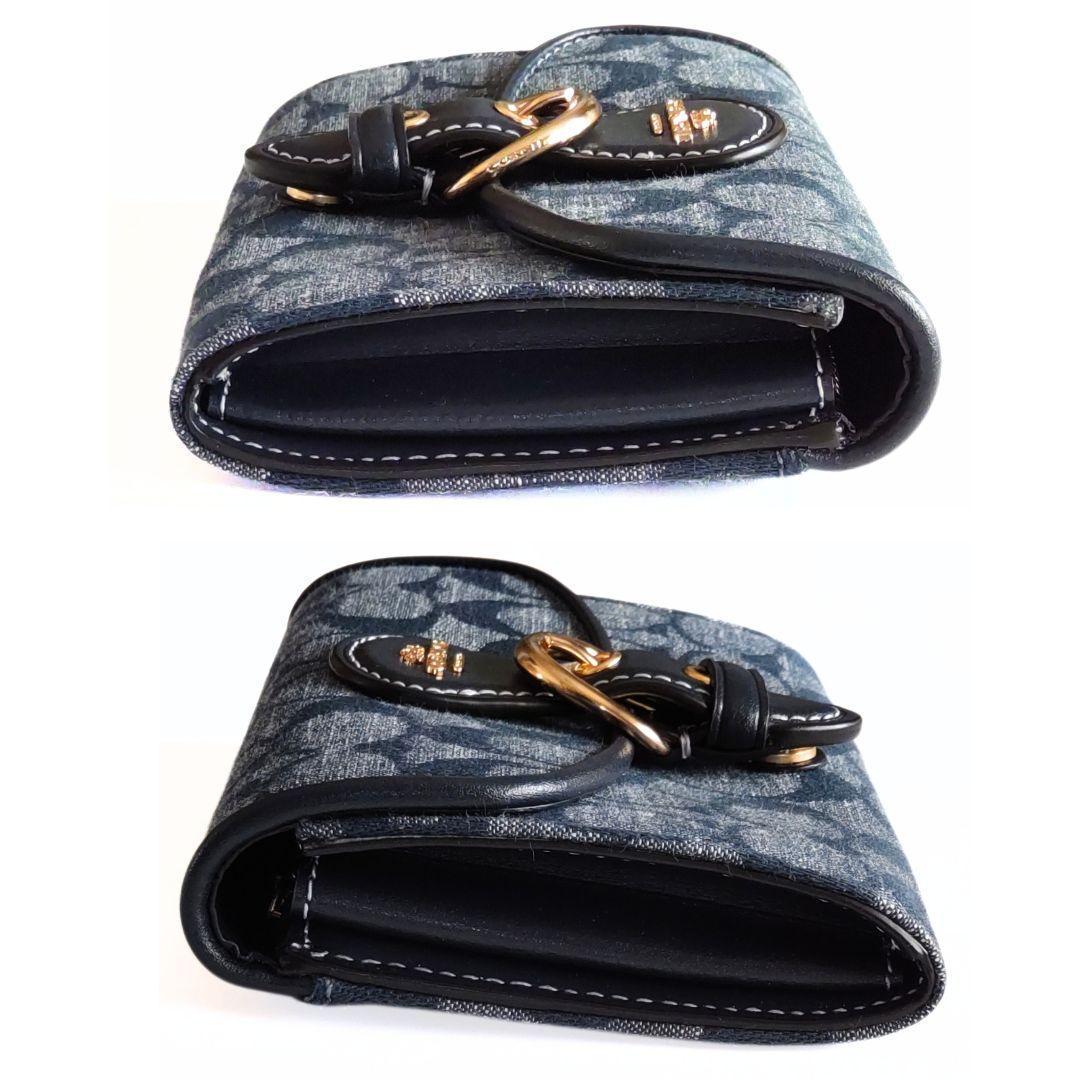 【新品】コーチ　二つ折り 財布　小銭入れ　ケース　カード入れ　　ブルー