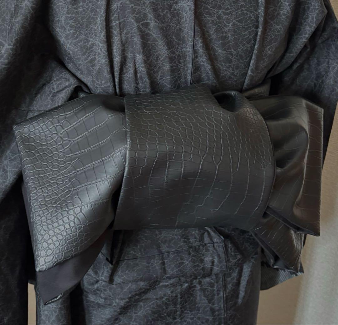 レザー半幅帯　クロコ調