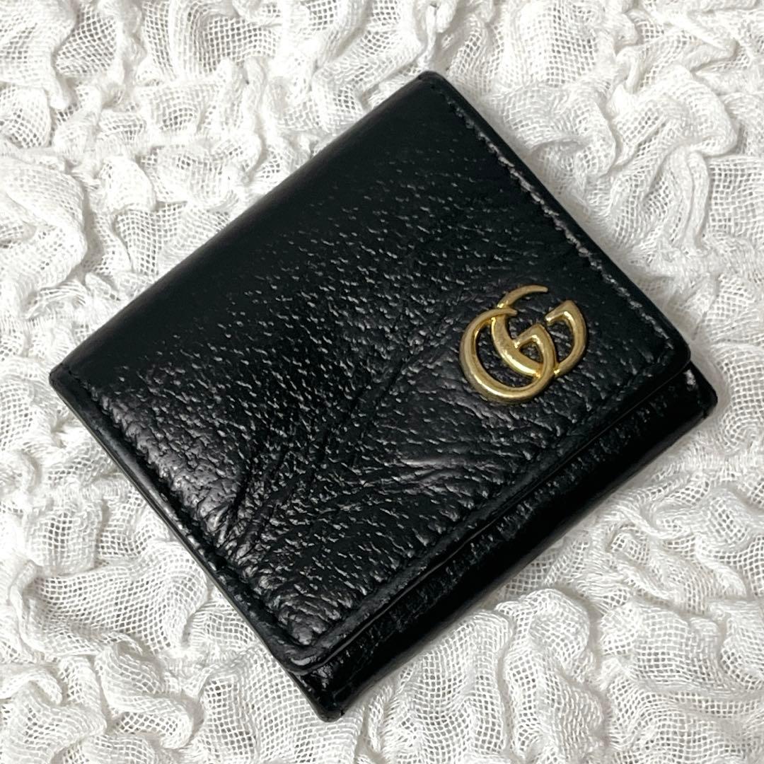 グッチ　GUCCI　GGマーモント　ケース　小銭入れ　レザー　黒　ブラック