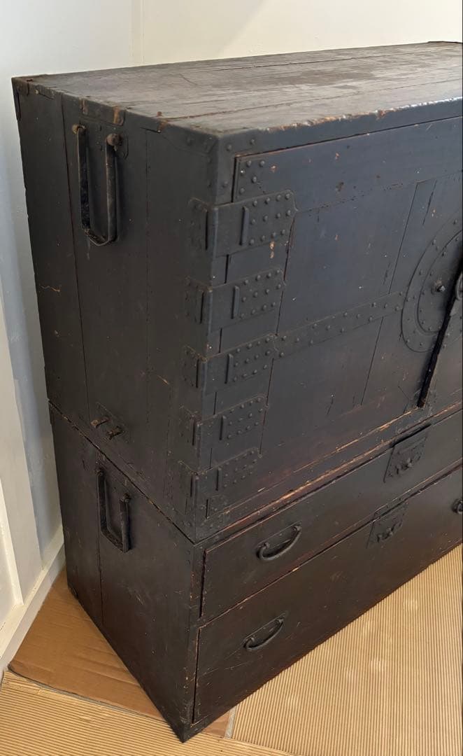 時代箪笥 扉付き4段 アンティーク和箪笥 古道具 古家具 明治