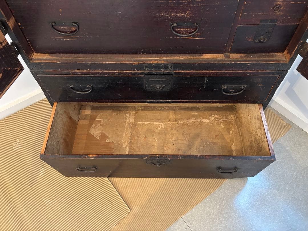時代箪笥 扉付き4段 アンティーク和箪笥 古道具 古家具 明治