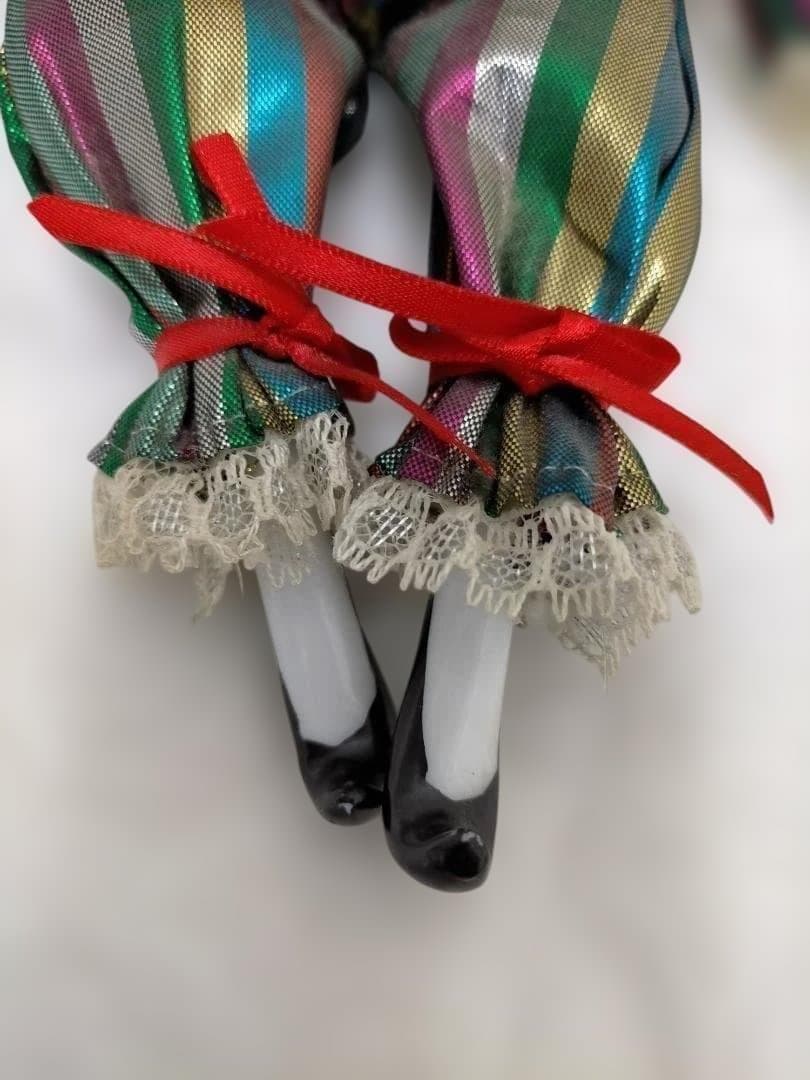 アンティーク　ヴィンテージ　虹色　ピエロ陶器人形　250702-8Y