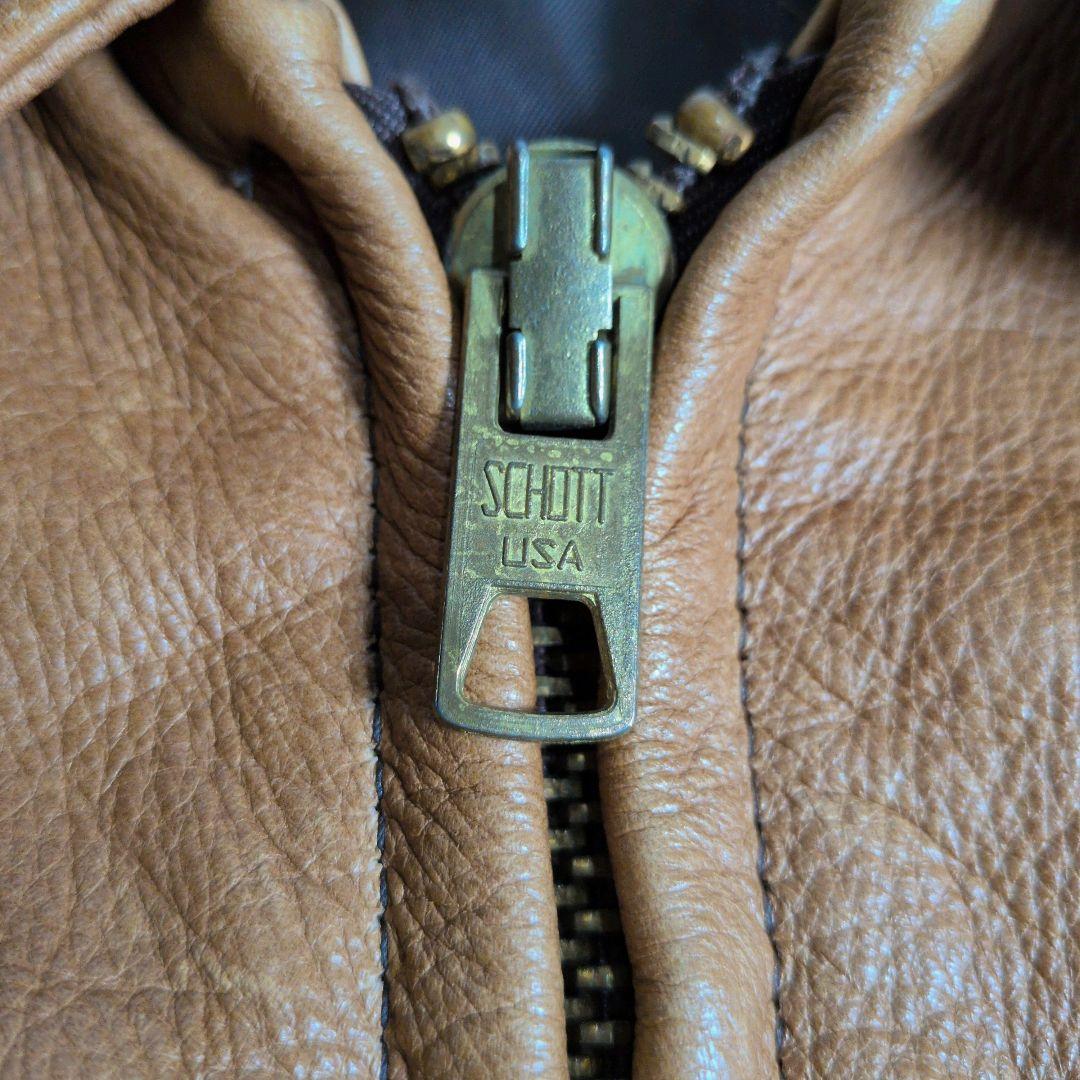 【廃盤】USA製 Schott AT101 レザージャケット ブラウン 38