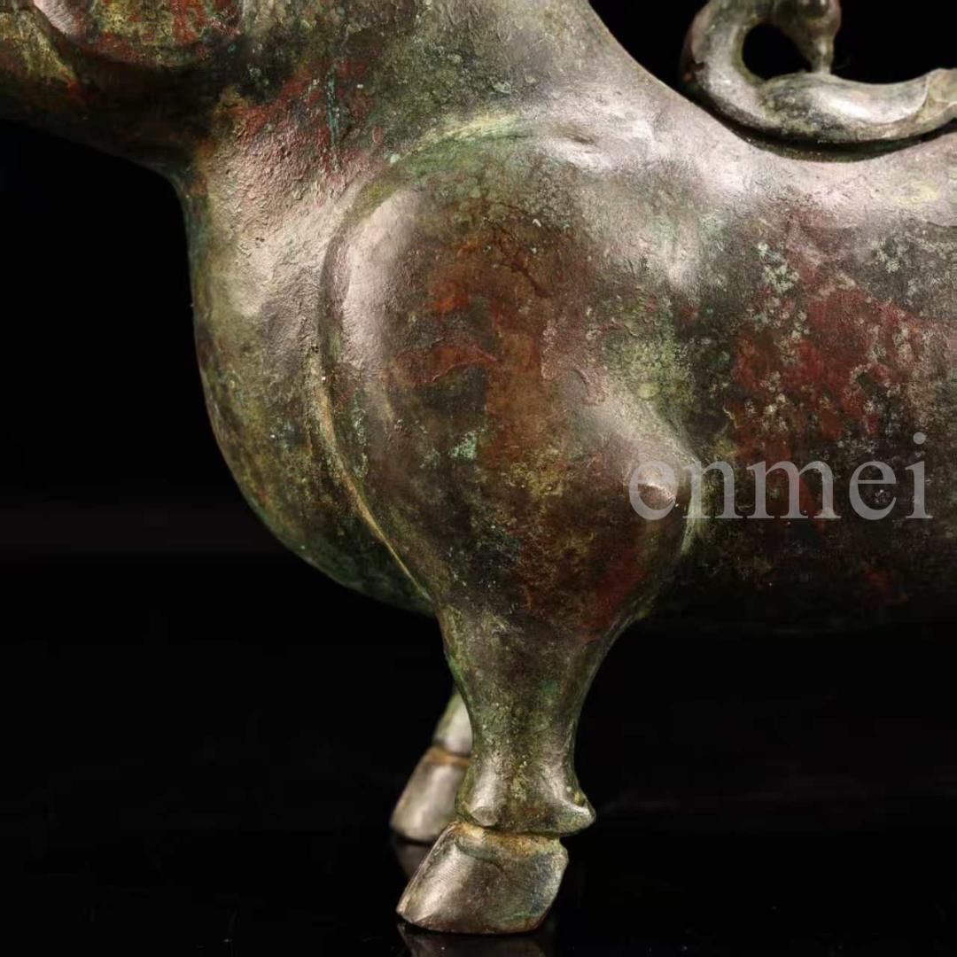 中国古美術・下鄕収集・青銅製牛尊・殷風・鏨刻高浮彫・純銅製・置物・風水開運・酒具