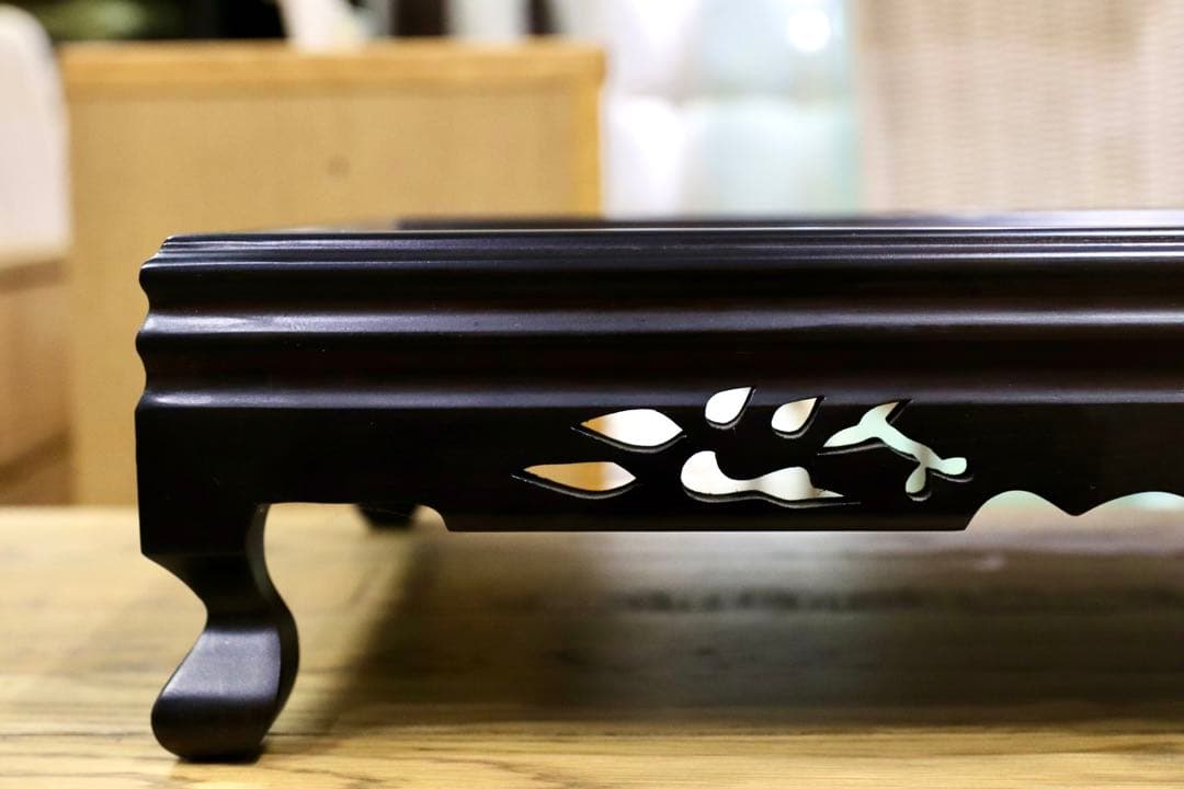 GMIS178○黒檀 置床 花台 飾り台 和家具 和モダン レトロ 和製アンテ