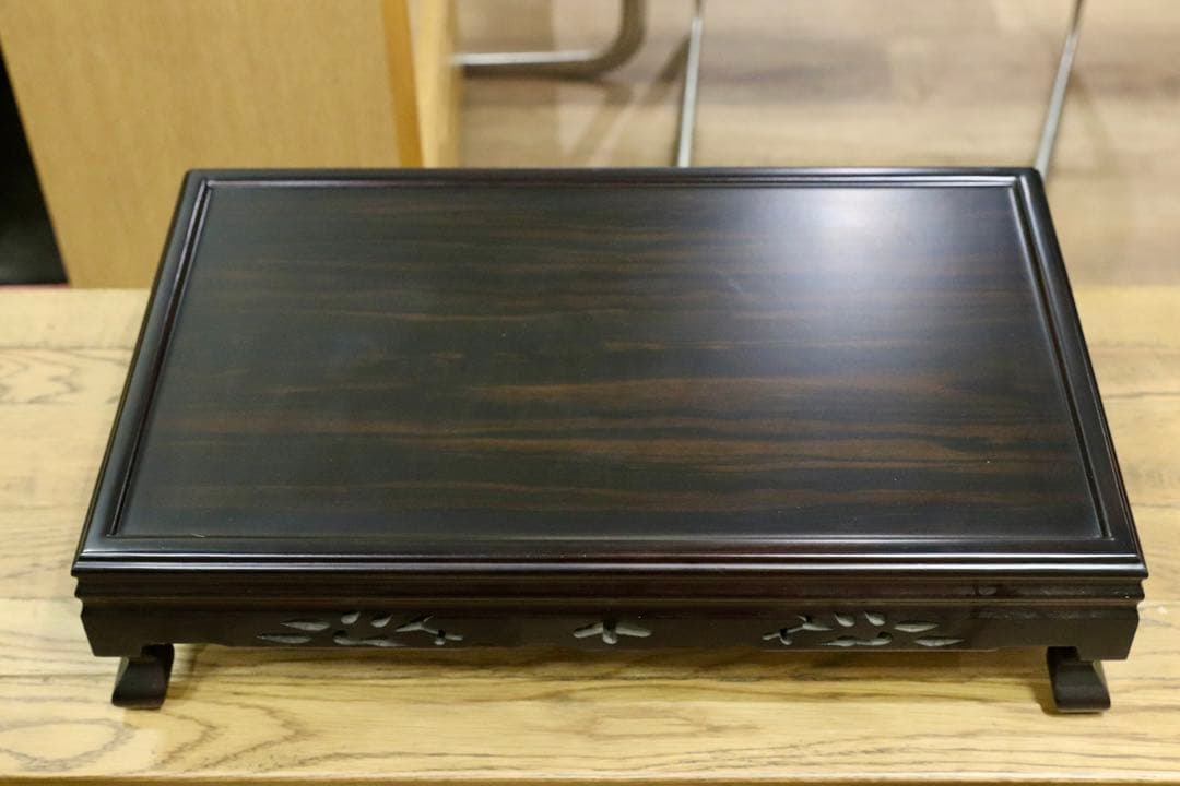 GMIS178○黒檀 置床 花台 飾り台 和家具 和モダン レトロ 和製アンテ