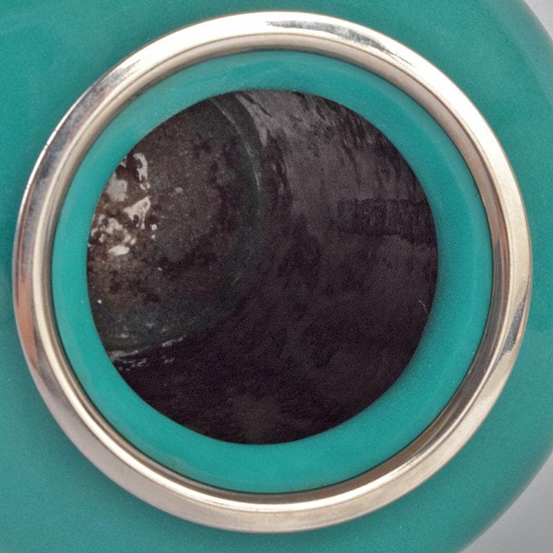 七宝焼　佐藤謨義作　水仙文　花瓶　唐木台付　共箱　V　R9237