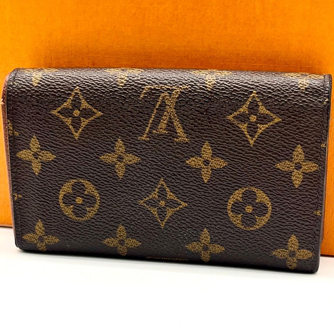 ルイヴィトン モノグラム トレゾール 2つ折り財布 正規品 本物 男女兼用 茶色