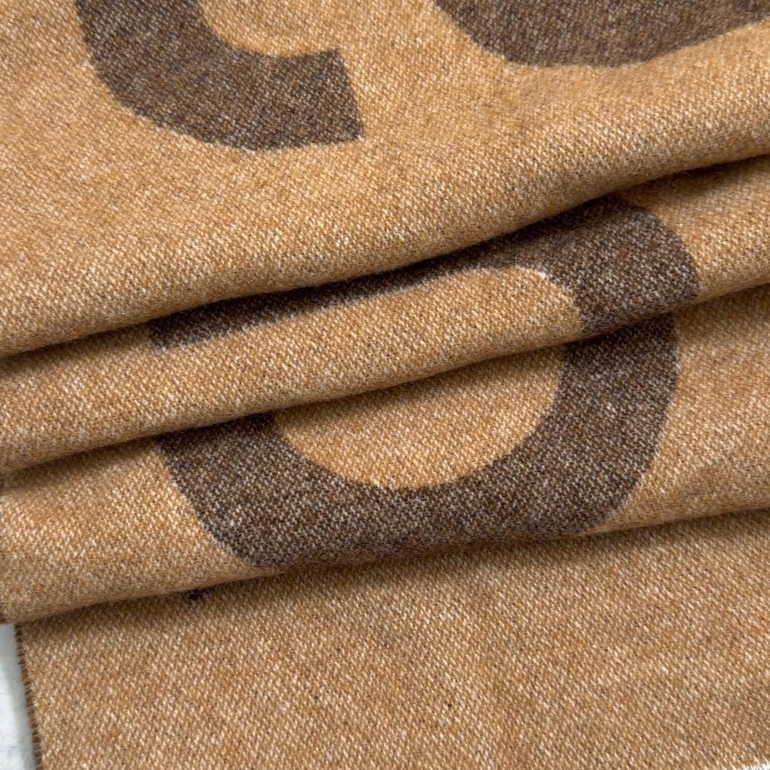 【Acne Studios】ロゴマフラー ウール混 ブラウン ベージュイタリア製