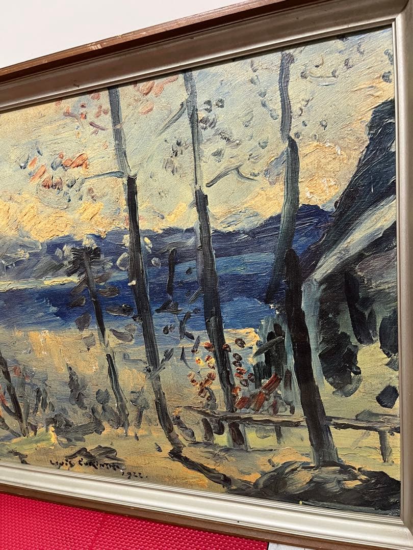 ロヴィス・コリント 複製画 「ヴァルヒェン湖の復活祭」 額装付き