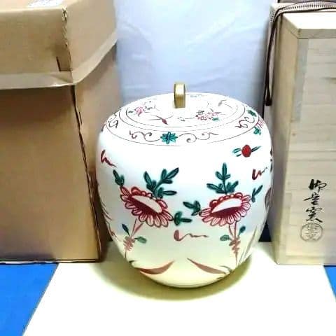 茶道具、水指、赤絵丸、御室窯、すず16番