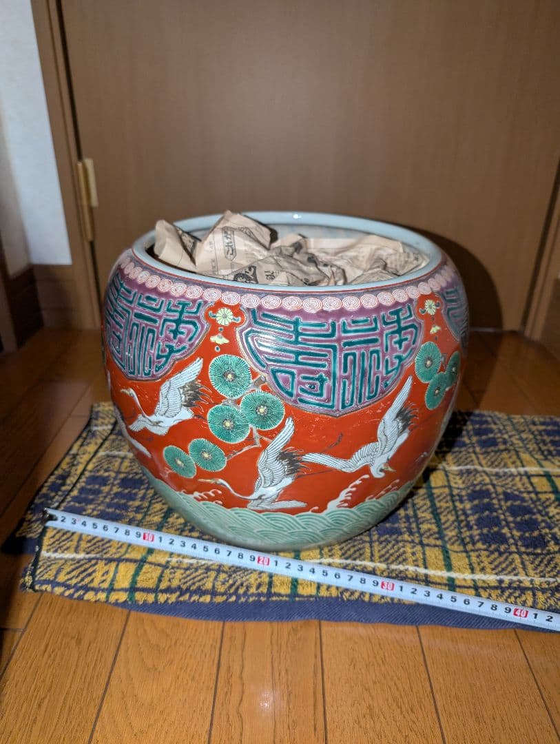 超骨董品、肥前火鉢、印鶴模様火鉢