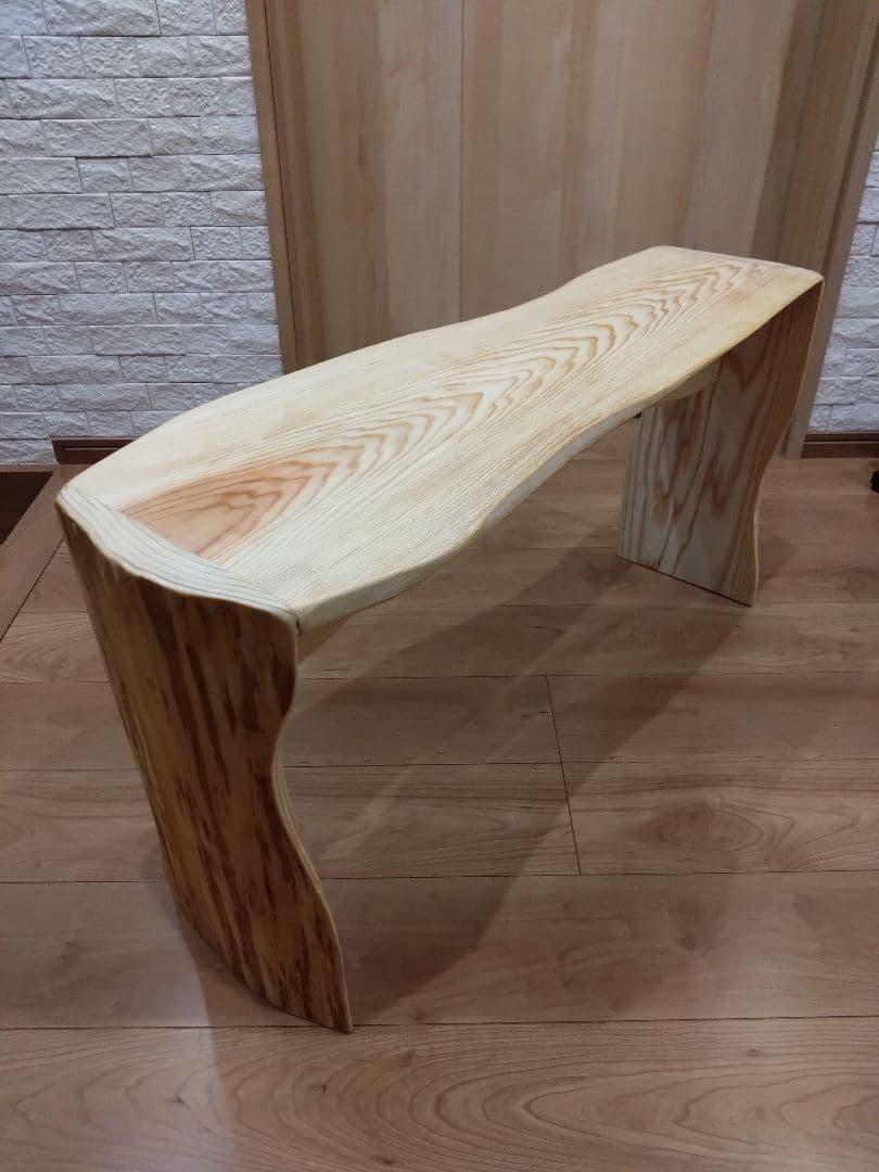 杉のベンチ66　KIZUNA〜❕座面は杉の模様が綺麗、脚は丸太風