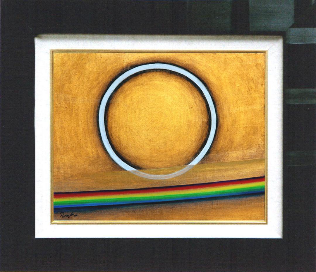 油絵 菅家令子 絵 絵画インテリ 額付(黒) F3-G142023 風景祈り希望