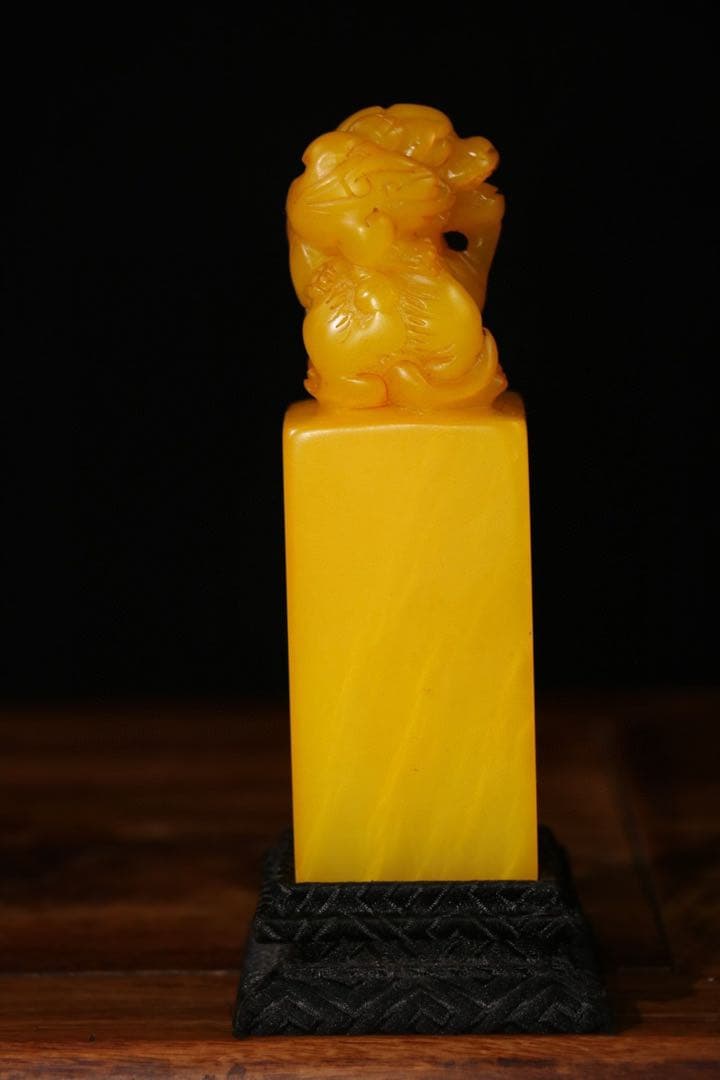 旧蔵逸品　田黄石「親子印」