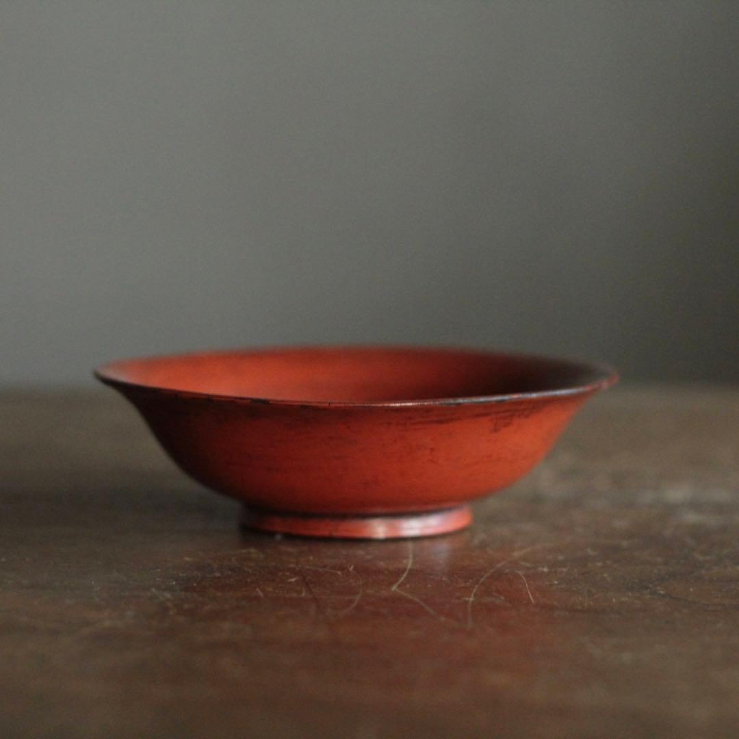 朱塗り 盃 平盃 小椀 平鉢 No.4 古美術 古道具 アンティーク 漆器