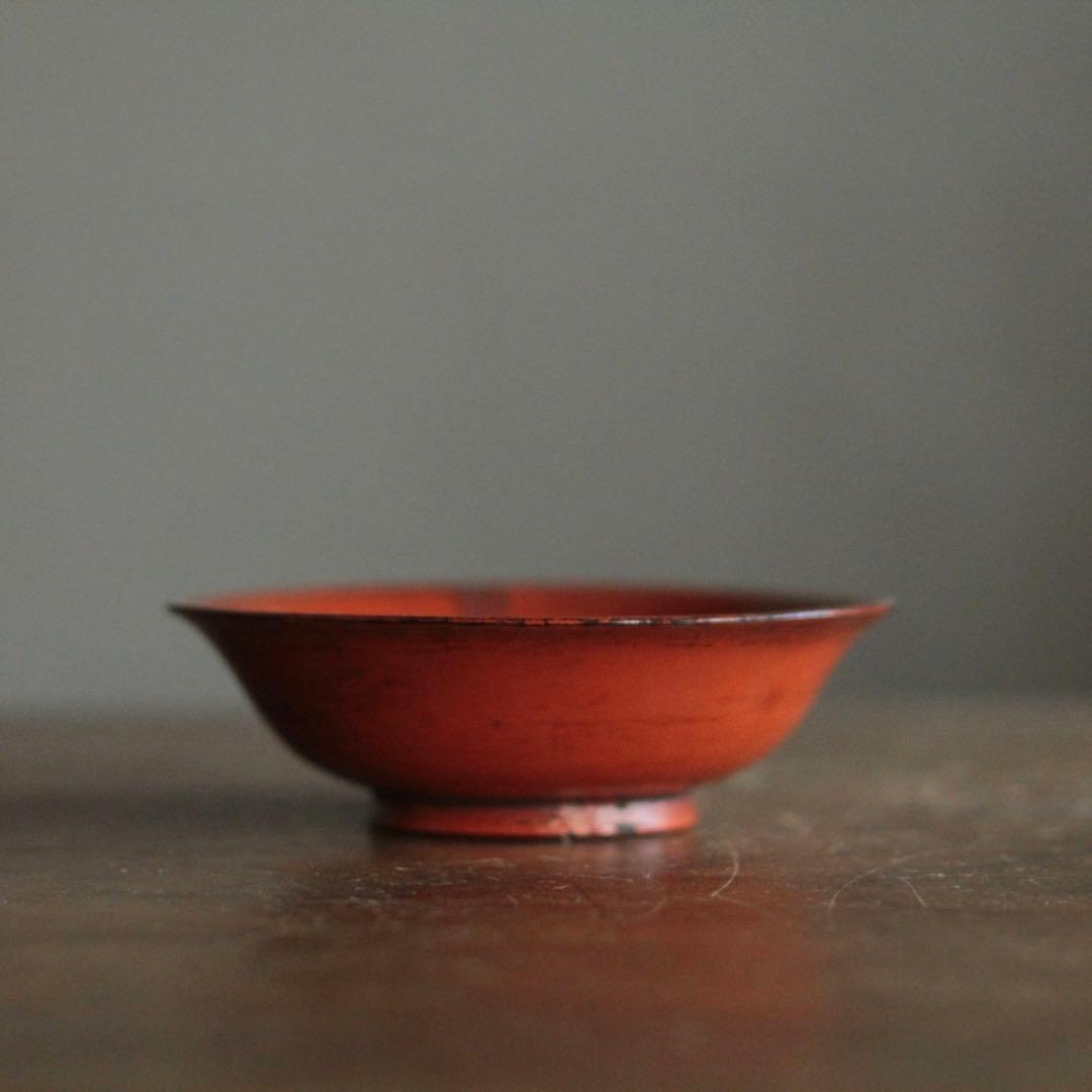 朱塗り 盃 平盃 小椀 平鉢 No.4 古美術 古道具 アンティーク 漆器