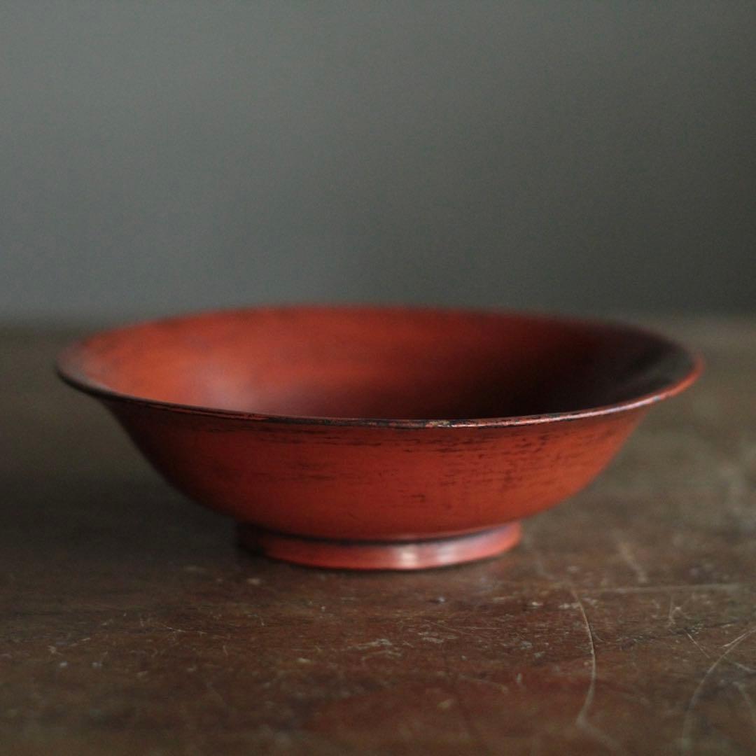 朱塗り 盃 平盃 小椀 平鉢 No.4 古美術 古道具 アンティーク 漆器