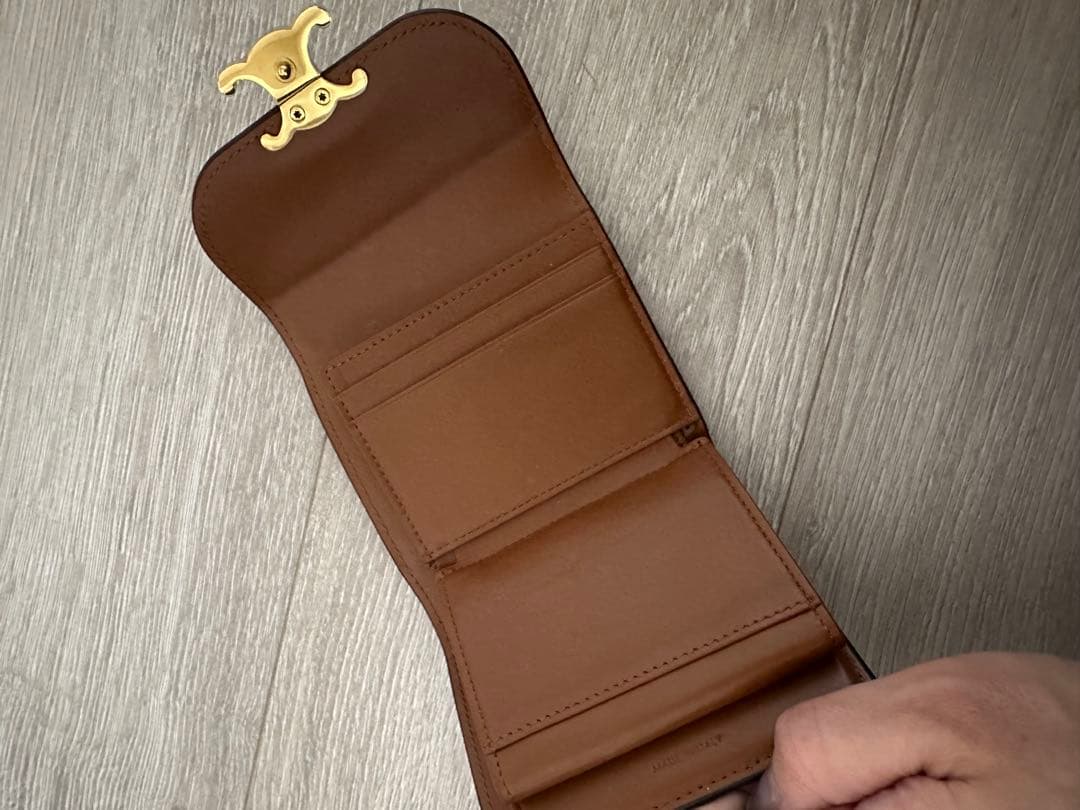 美品CELINE セリーヌ トリオンフ コンパクトウォレット　コニャック