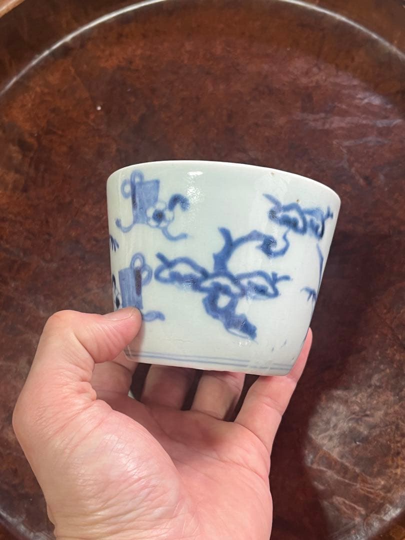 希少　古伊万里　蕎麦猪口　散らし　大振り　松竹梅　柿右衛門　珍品　モダン　民藝