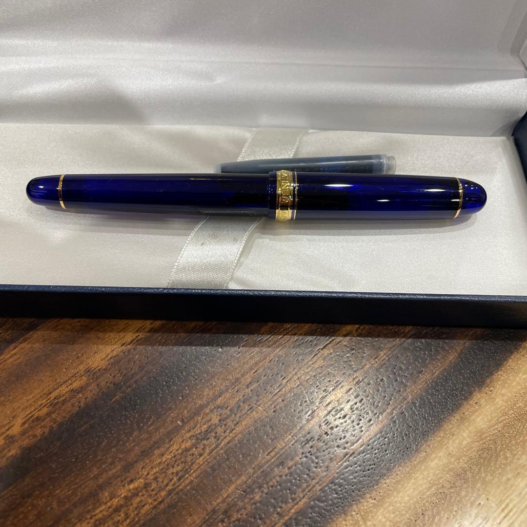 PLATINUM 青色 万年筆 専用ケース付き