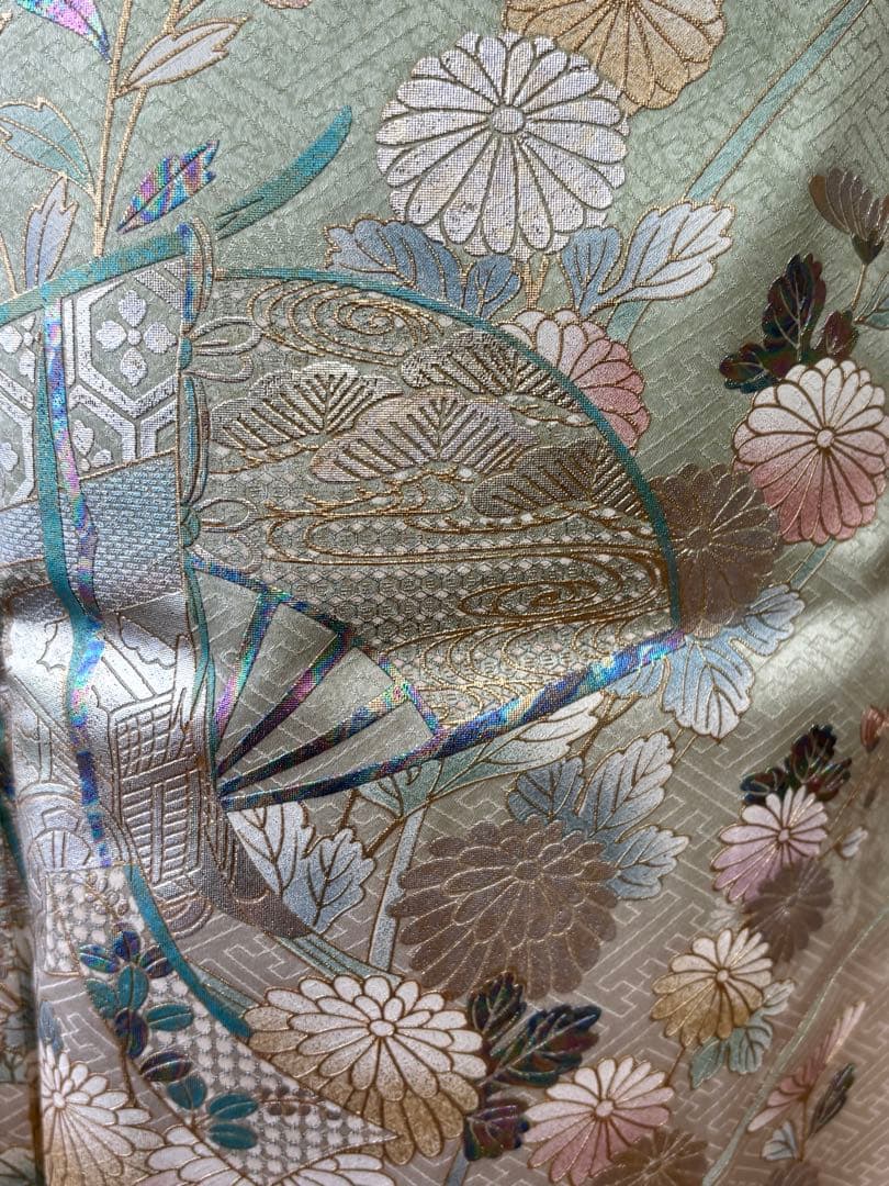 新春特別価格♦️4点フルセット　正絹　訪問着　袋帯　帯揚げ　帯締め