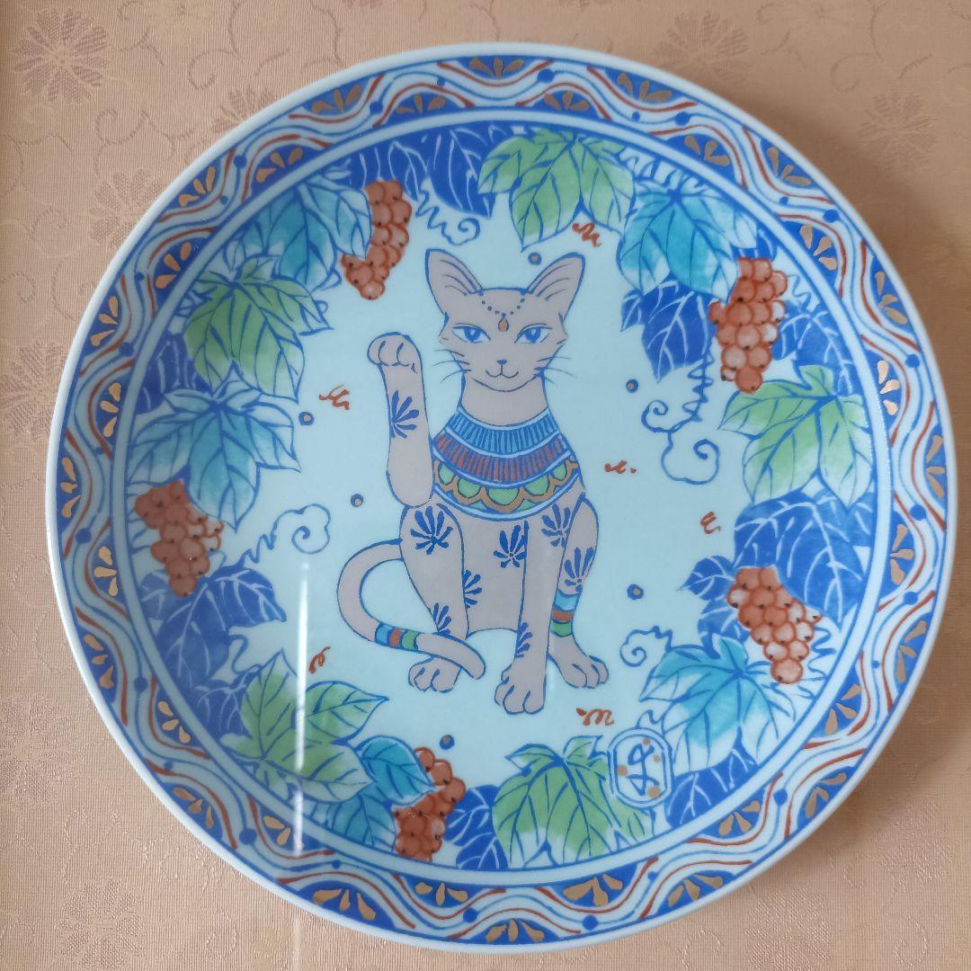 美品　幸兵衛窯　美濃焼　色絵陶額「招き猫」化粧箱入 KOBEIGAMA　日本