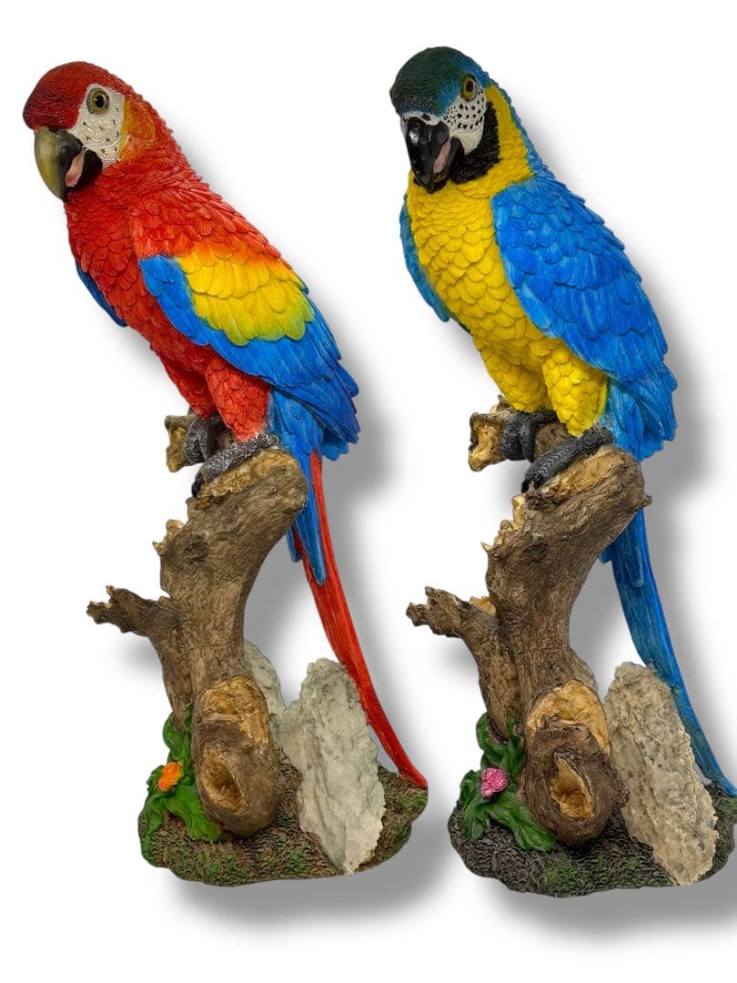 #希少種-ベニコンゴウインコ・ルリコンゴウインコ 樹脂製オブジェ 2体セット
