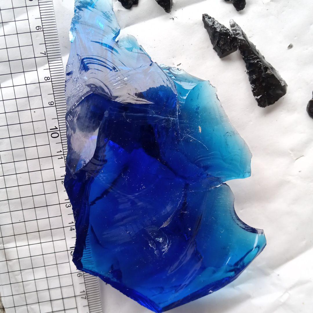 オブシディアン-ブルー　原石　黒曜石　碧色　石器 材料