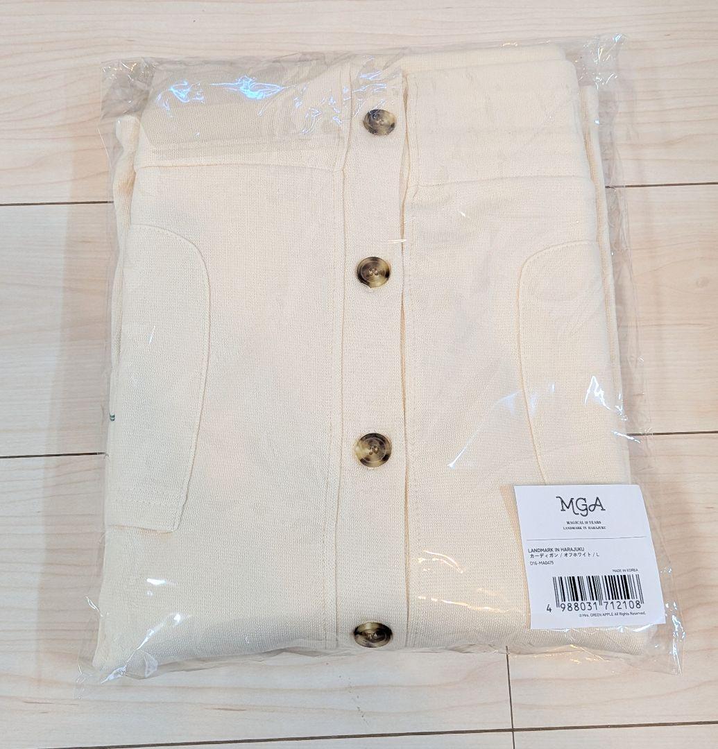 ミセスグリーンアップル　ポップアップ　カーディガン　L オフホワイト