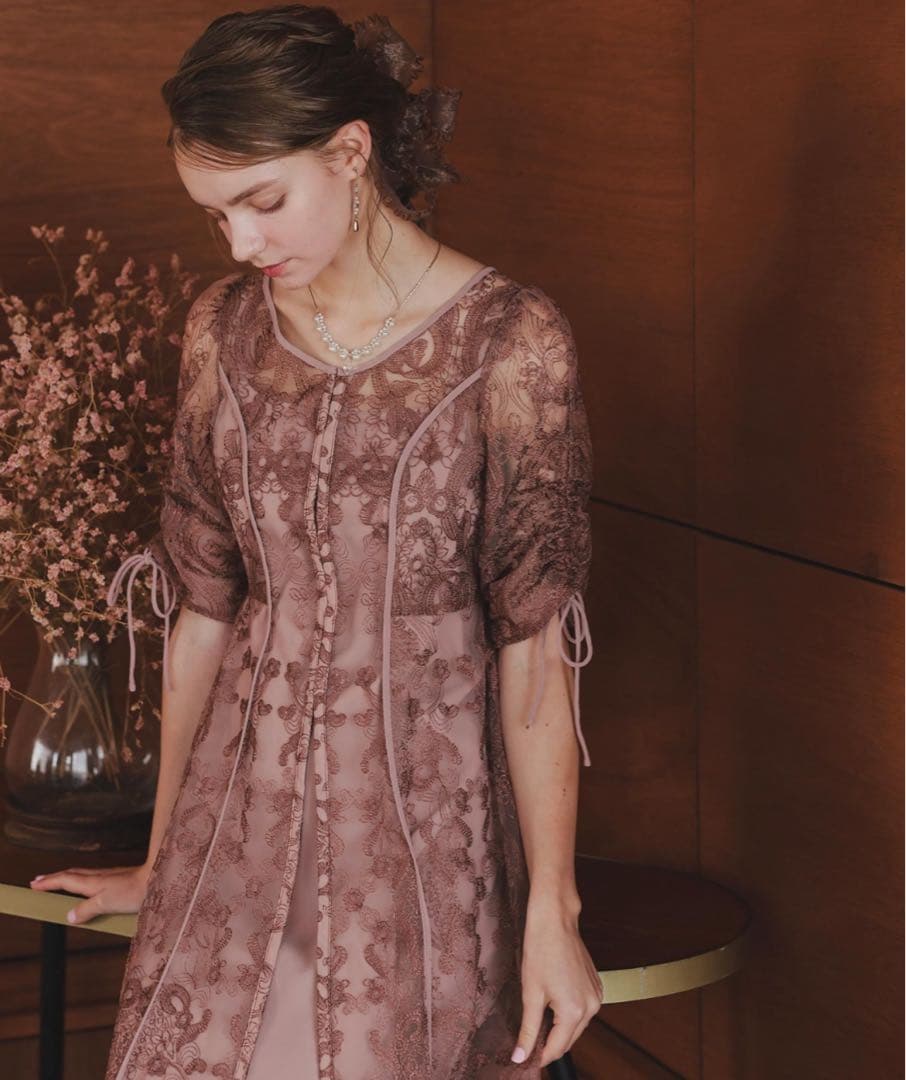 あや　Dorry Doll エンブロイダリーレイヤードドレス　ピンク