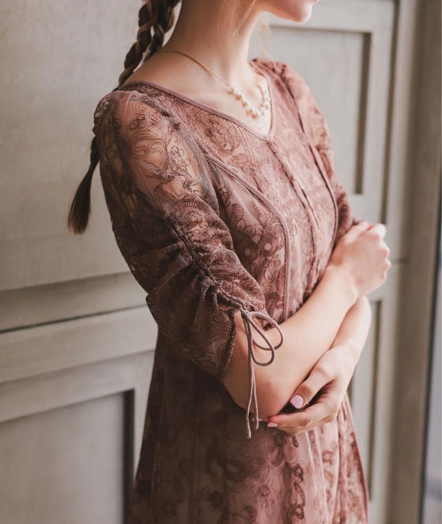 あや　Dorry Doll エンブロイダリーレイヤードドレス　ピンク