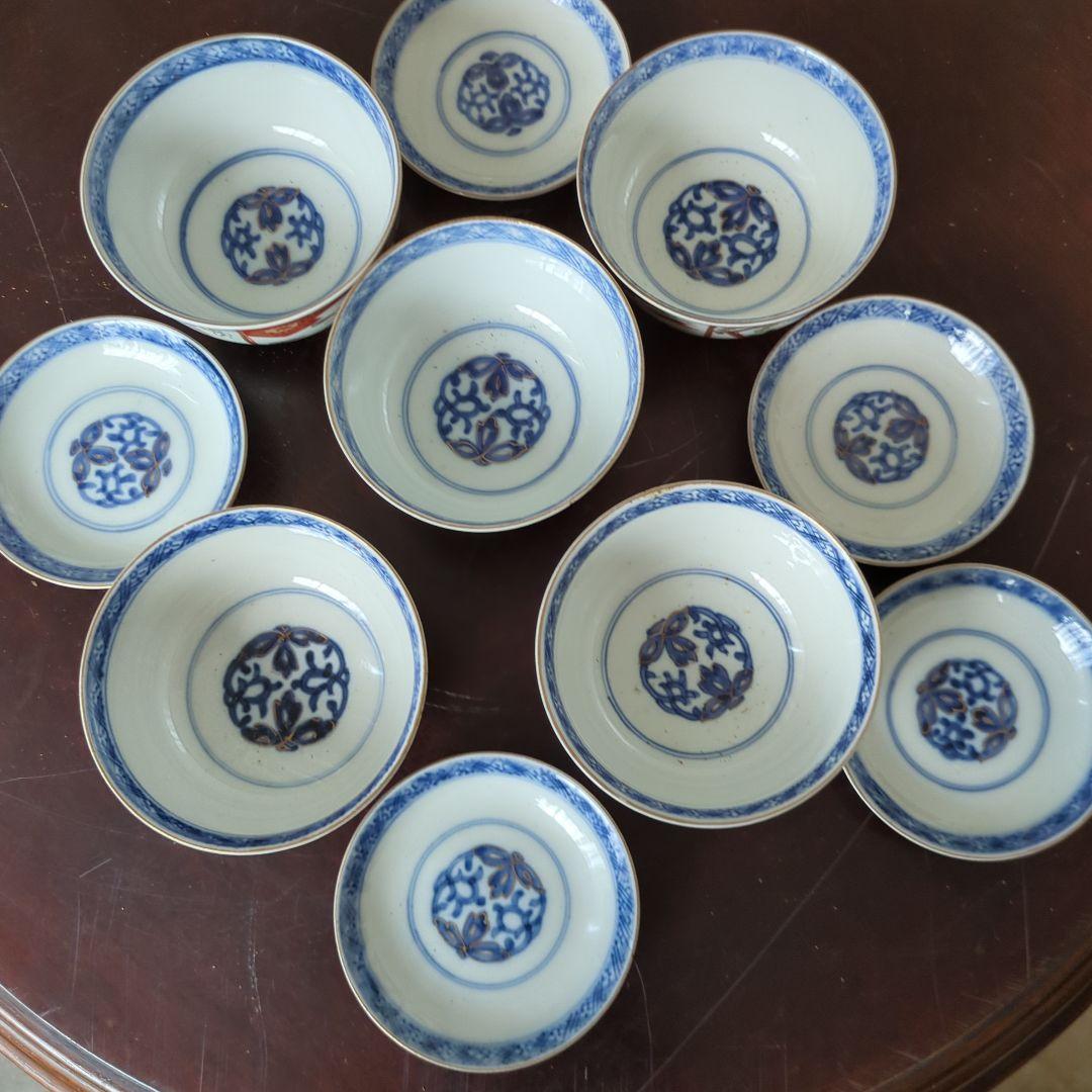骨董 伊万里 古伊万里 蓋茶碗 色絵 金彩 煮物碗 アンティーク 5つ〜