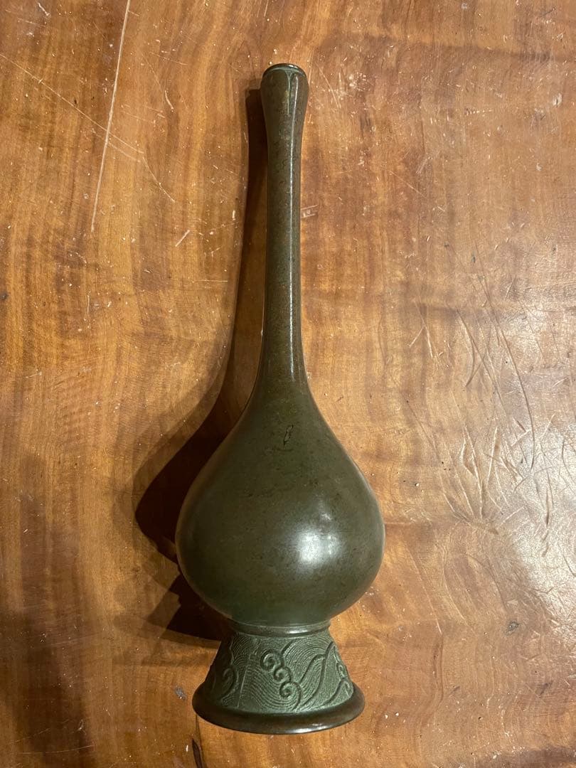 一ノ瀬宗辰　胡銅花入　大名物写銘　鶴一声　共箱　花器　茶道具